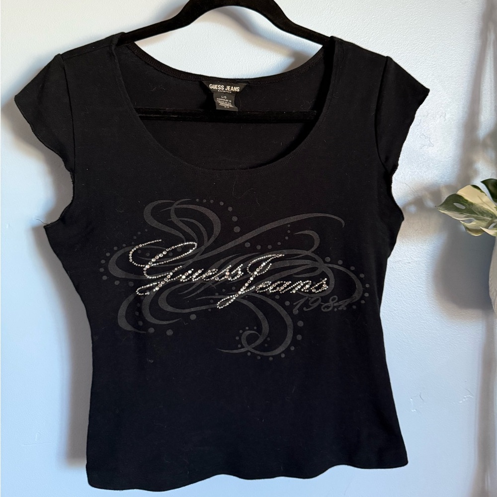 Guess Jeans Baby Tee with Rhinestone Logo
